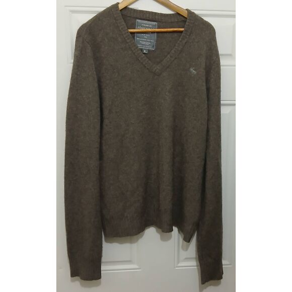 Abercrombie Fitch mens xl super soft 100% cashmere sweater taupe sandy brown - Picture 2 of 7